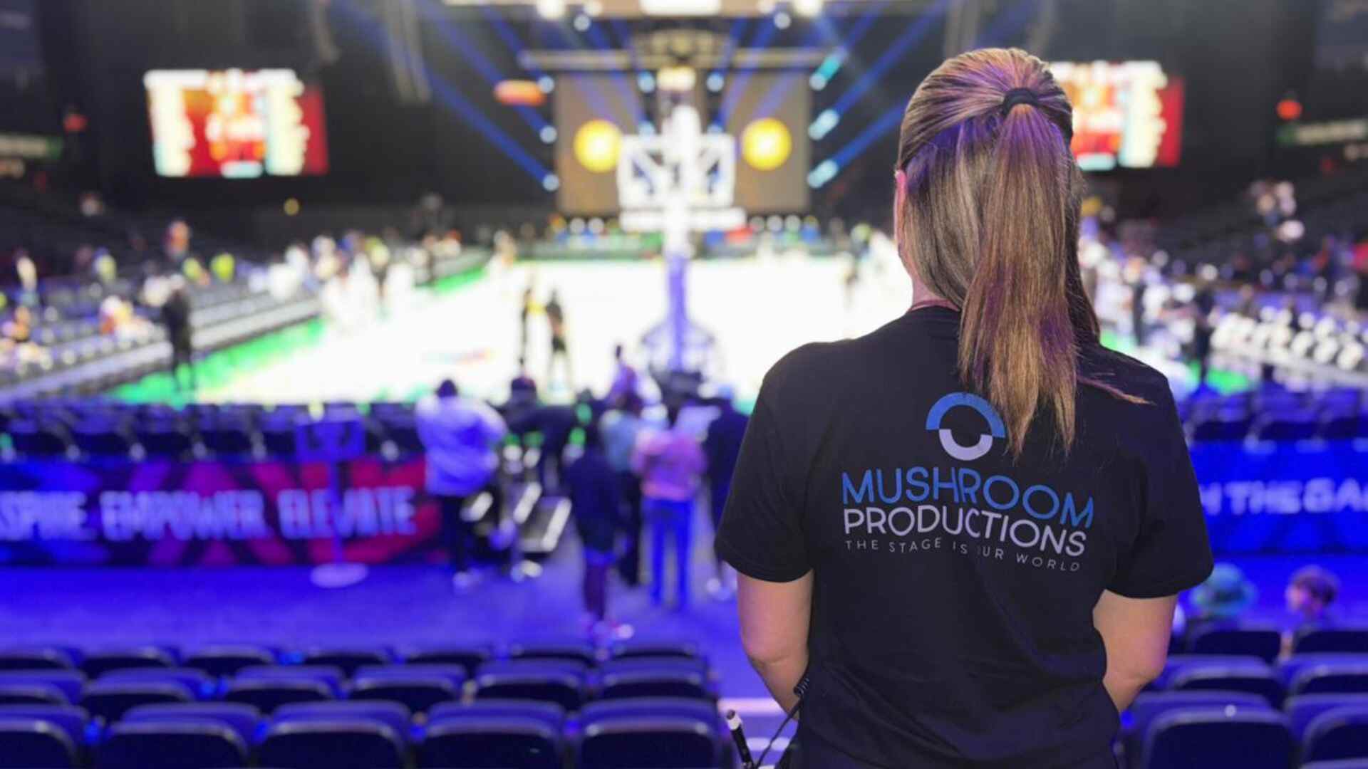 Mushroom Productions crew member overseeing Basketball Africa League production